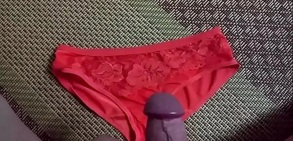 Sịp đỏ ren màu yêu thích  | Cum on panties compilation the best!
